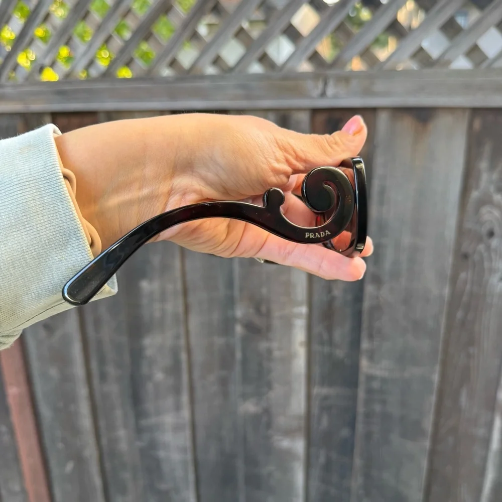 Prada SPR 27O Black Sculptural Swirl Arm Sunglasses Italy - Picture 5 of 14